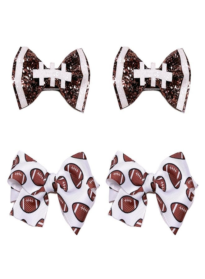 JDRGJTH 4PCS American Football Hair Clip,Cute Bowknot Hair Clips Accessories for Women Decoration,Sports-themed Football Hair Bows,Bowknot Hair Clips for Sports Party Hair Accessories - Image 1